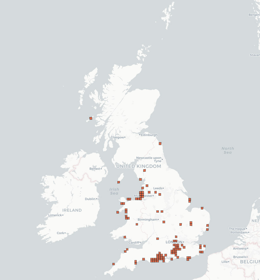 UK distribution for sand lizard © NBN
