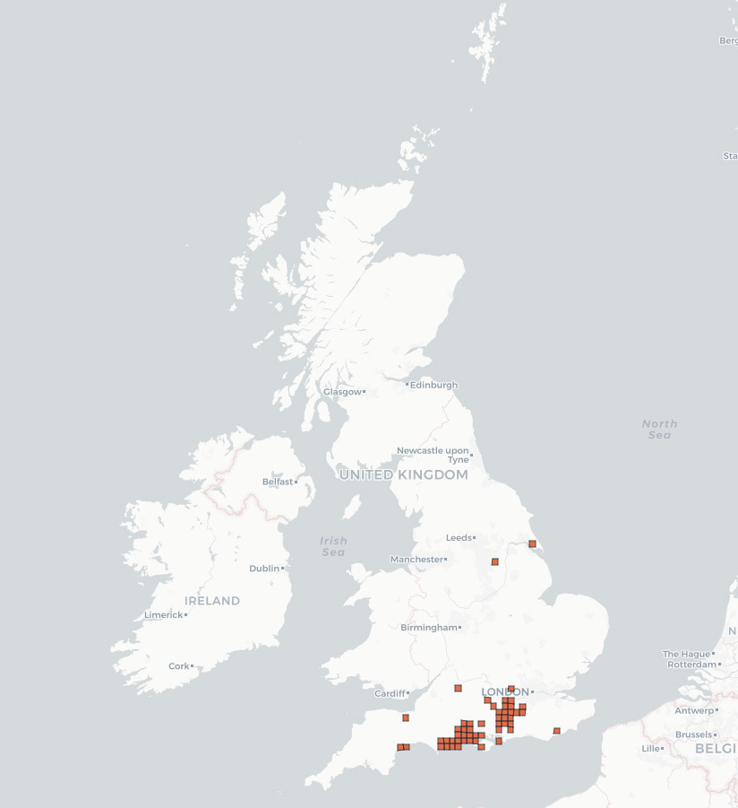UK distribution for smooth snake © NBN